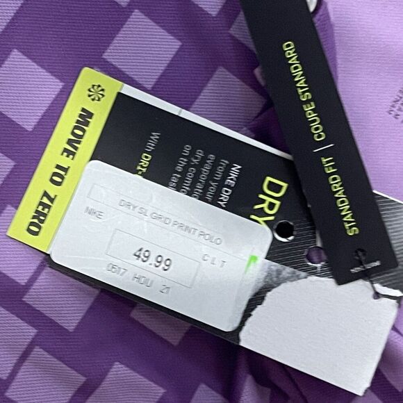 NIKE Women's Dri-FIT Grid Print Sleeveless Golf Shirt Medium Purple NEW Active - Picture 10 of 13